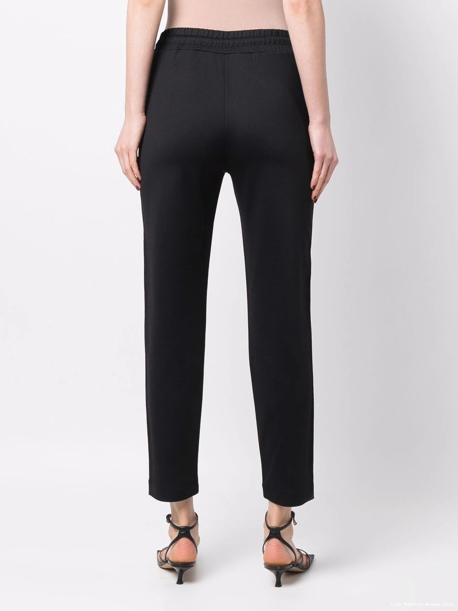 Affordable Women drawstring Love trousers Moschino logo-print 0421
